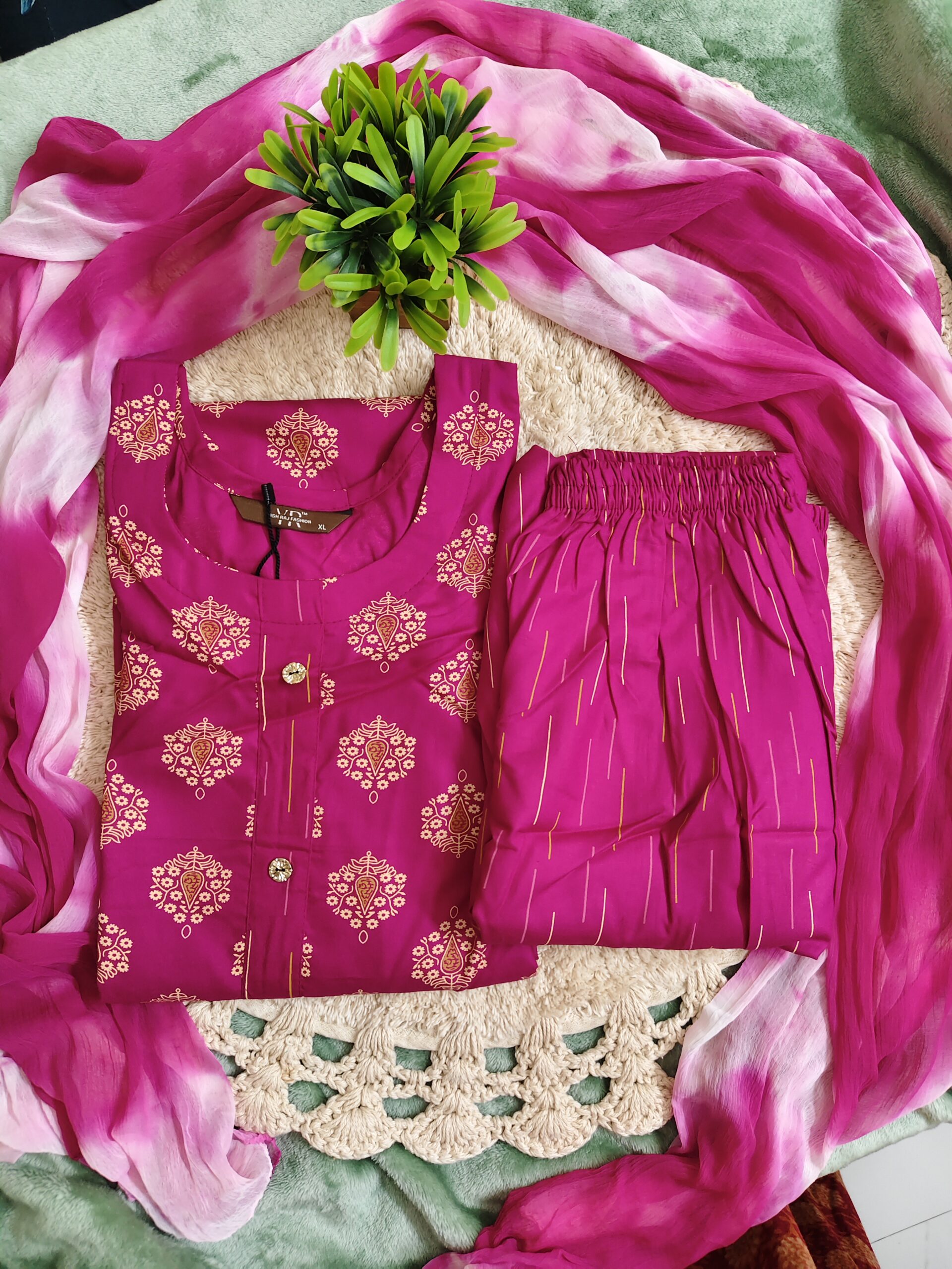 Soft Rayon Kurti With Pant & Dupatta Set