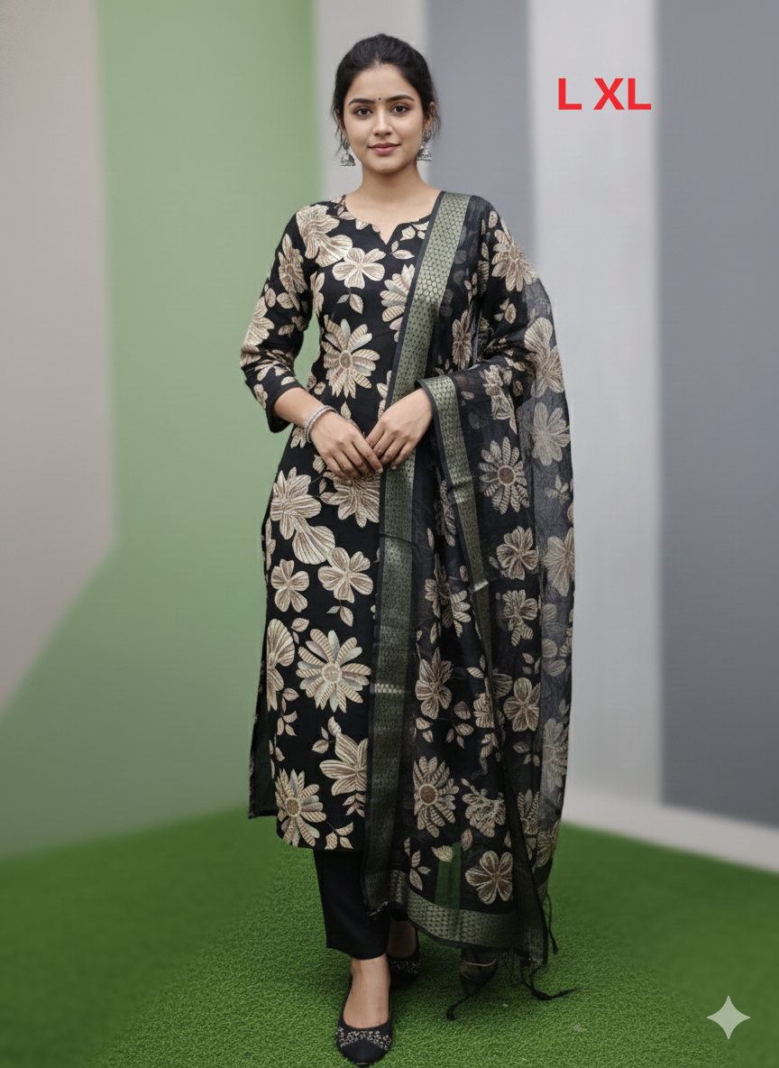 Vatican Silk Kurti With Pant & Duptta Set