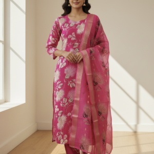 Vatican Silk Kurti With Pant & Duptta Set