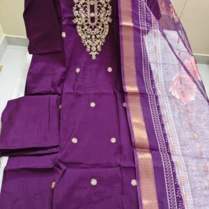 Roman Silk Kurti With Pant & Duppatta Set