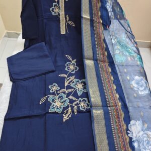 Roman Silk Kurti With Pant & Duppata Set