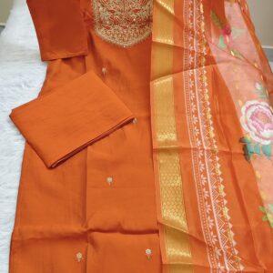 Roman Silk Kurti With Pant & Dupatta Set