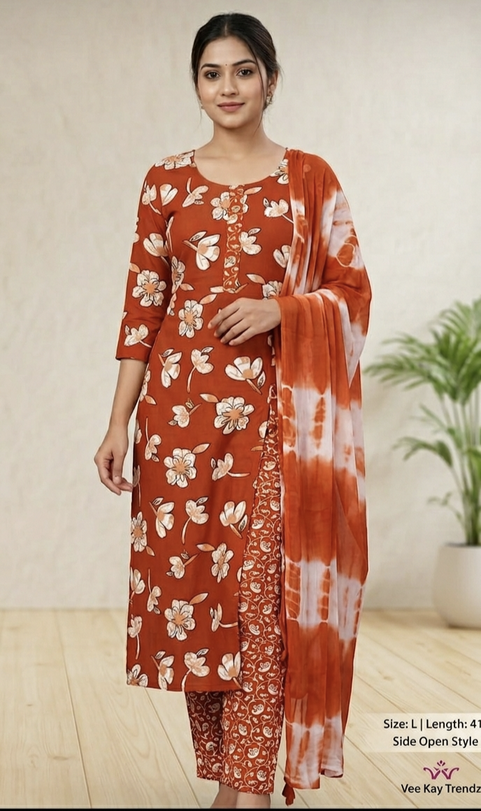 Soft Rayon Kurti With Pant & Dupatta Set - Image 2
